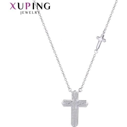 Xuping Fashion Religion Cross Pattern Rhodium Color Necklace Pendant for Women Mothers Day Jewelry Gift M54-40066
