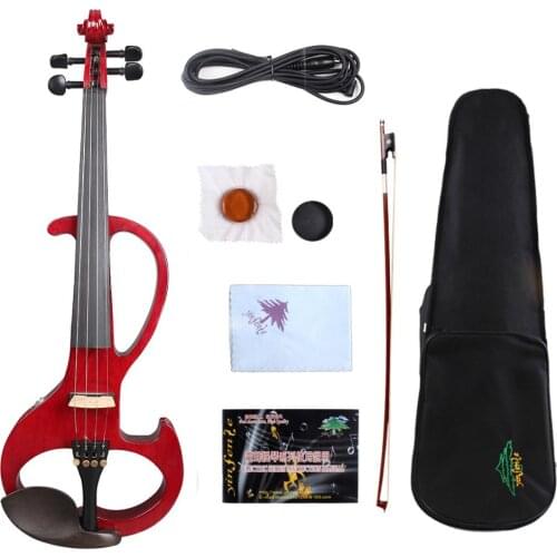 YInfente Red 4/4 Electric Silent Violin Hand-made Sweet Tone Free Case+Bow#EV6