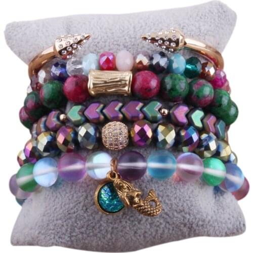 RH Fashion Bohemian Jewelry Accessory Natural Stone Bracelet & Bangle Stack Bracelets Sets For Women Gift DropShip