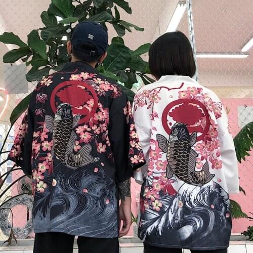 Summer Cartoon Printed Loose Shirt Tops Casual Woman Man Coat Women Harajuku Cardigan Japanese Kimono kz517