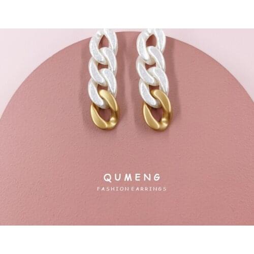 2020 fashion new design acrylic pearl texture chain pendant long earrings womens party jewelry