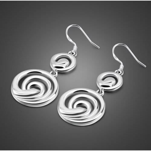 Fashion National 100% 925 Sterling Silver Tai Chi Earrings For Woman Geometric Korean Drop Earrings Charm Jewelry Gift