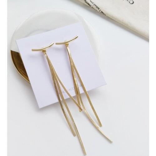 S925 needle Women Jewelry Dnagle Earrings Golden Plating Shiny Smooth Multi Chain Tassel Earrings Gift For Girl Student Gift