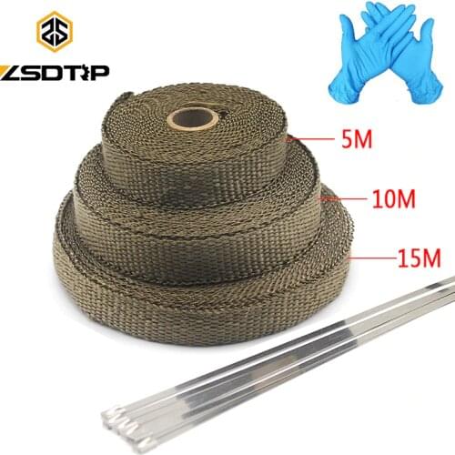 ZSDTRP 5/10/15M Car Moto Heat Shield Wrap Turbo Exhaust Heat Tape Wrap Pipe Wrap Shields Manifold Header Insulation Cloth Roll