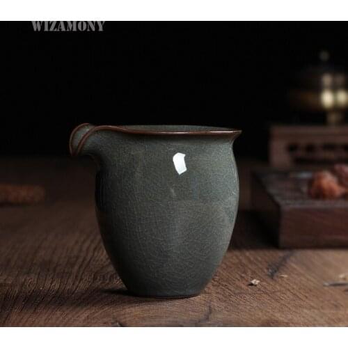 1pcs Chinese Longquan Celadon Ge Kiln Glaze Iron Body Handmade Fair Mug 210ml Cha Hai Teapot Points of Tea ware Kung Fu Tea Set