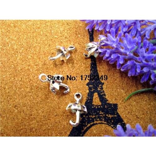 100pcs of Antique Tibetan silver tone Umbrella Charms pendants 3D 20x13mm