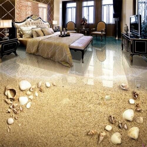 Beibehang Custom floor painting 3d beautiful beach shell bathroom living room 3D floor tile floor painting restaurant wallpaper