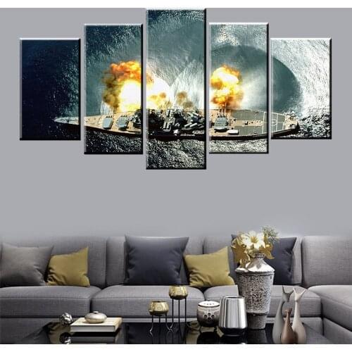5 Panel Japanese Battleship Big and War Weapons Picture Poster HD Printing Painting Living Room Wall Art Decoration