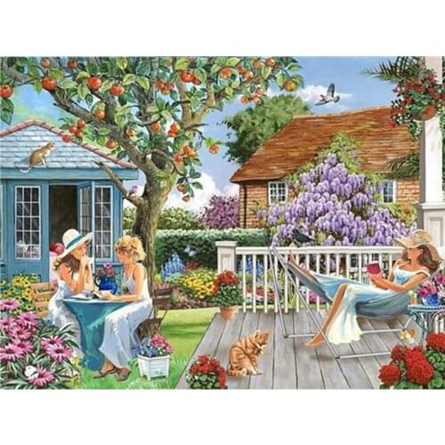 5D DIY diamond painting full circle rhinestone cottage mosaic diamond embroidery home decoration gift