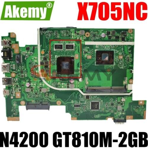 Akemy X705NC Laptop motherboard for ASUS VivoBook X705NC X705N original mainboard Pentium N4200 CPU GT810M-2GB