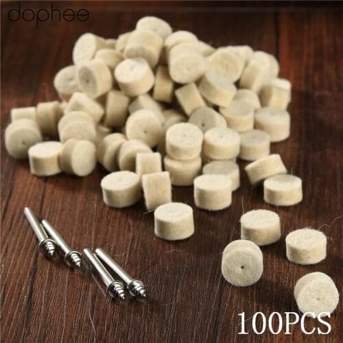 Dophee 100Pcs Dremel Accessories 13mm Wool Felt Polishing Buffing Wheel Grinding Polishing Pad+4Pcs Shank for Dremel Rotary Tool