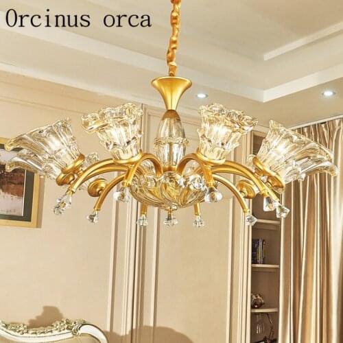 American luxury glass chandelier room restaurant of European modern minimalist iron chandelier free shipping