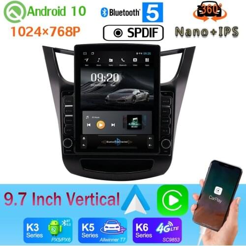 Nano+IPS 9.7" Vertical Style Car Media Player GPS For Chevrolet Sail 2015-2019 Android 10.0 Head Unit 360 Camera PX6 4+64G Radio
