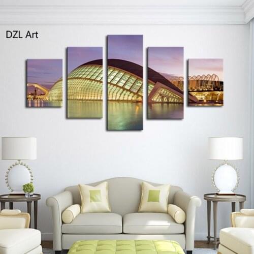 No Frame) 5 Piece The Modern Architecture Home Wall Decor Canvas Picture Art HD Print Painting On Canvas Artworks