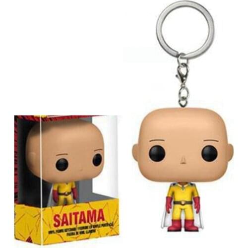 Anime One Punch Man Saitama Keychain with box Toys Action Figure Collectible Model PVC Dolls Keyring toys for Children Gift
