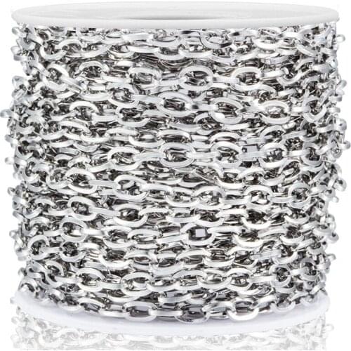 Stainless Steel Square Link Chain Pants Clothing Chains For Jewelry Making Thread Necklace Trendy Bracelet Wholesale 1M 3.5mm