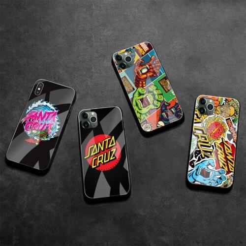 Santa cruz skateboards Black Cell Phone Case Tempered Glass For iPhone 11 Pro XR XS MAX 8 X 7 6S 6 Plus SE 2020