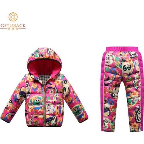 2019 Kids Thermal Clothing Sets White Duck Down Padded for Winter Boys & Girls Jacket + Trousers Baby Children Warm Suits, HC523