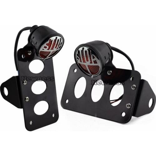 For Harley Bates Tailight Motorcycle "STOP" Light For Custom Cafe Racer Bobber Chopper W/ License Plate Lamp