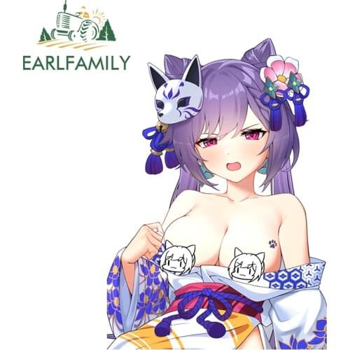 EARLFAMILY 13cm x 9.2cm for Genshin Impact Funny Car Sticker Cartoon Surfboard Decal Occlusion Sunscreen Scratch Car Assessoires