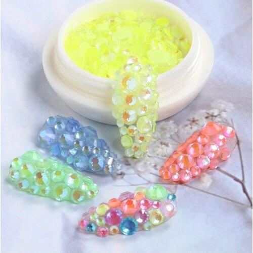 Fluorescences/Mocha Crystal Round Nail Art Rhinestone Decorations 3D Glitter Diamond Jewelly Design