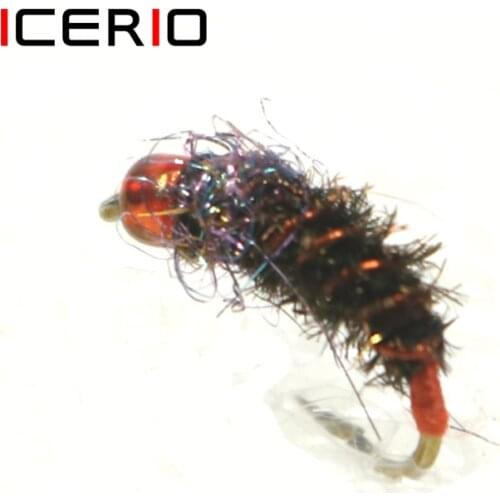 ICERIO 8PCS Midge Nymphs Fly Tying Hook Trout Fishing Fly Lures #14