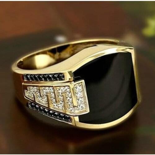 Exquisite Mens Fashion Jewelry Natural Black Sapphire Diamond Ring Boyfriend Party Casual Accessory Fathers Day