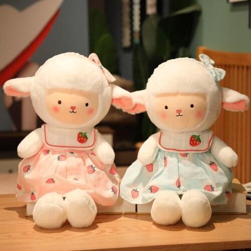 Kawaii sheep plush toy stuffed soft animals Lolita sheep wear dress soft doll girls toy birthday Christmas gift
