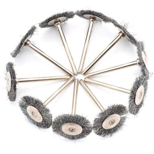 10Pcs/Set Steel Wire Wheel Brush 25mm Diameter Wire Wheel Polish Brushes For Rotary Grinder Accessory Tool Polishing Kit