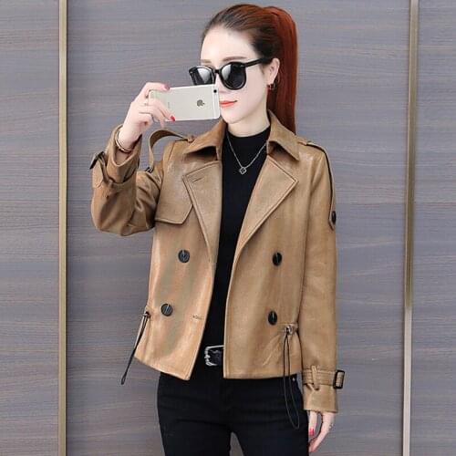New Autumn Deerskin Jacket Coats Fashion Short Double Breasted Casual Coats Outwear High Quality Female Coats Jackets FP1379