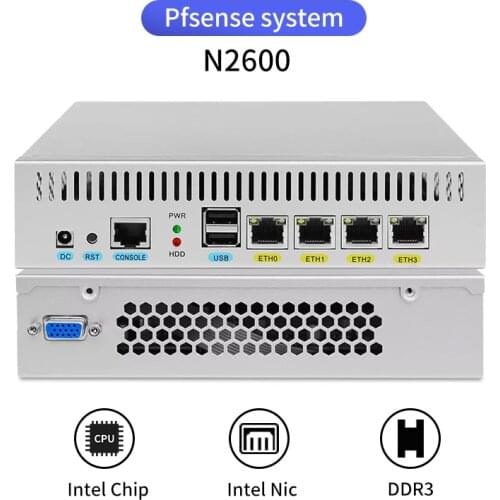 Firewall Mikrotik Pfsense VPN Network Security Appliance Router PC Intel Atom N2600,(4LAN/2USB2.0/1COM/1VGA/FAN) D525