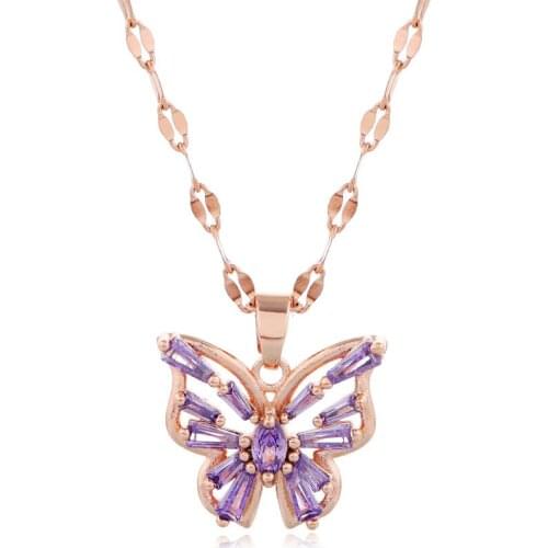 Fashion Exquisite Korean fashion copper micro inlaid zircon Butterfly Necklace Statement Necklace
