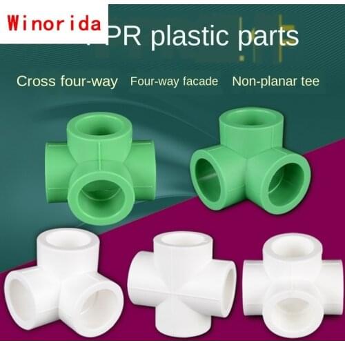 Ppr Water Pipe Four Way Joint Corner Three-dimensional Different Face Equal Diameter Four Way 1/2IN 3/4IN 1 IN 20/25/32/40/50