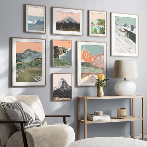 Wall Art Landscape Canvas Poster Travel Sun Mount Fuji Japan Big Sur Print Painting Scandinavian Decoration Picture Home Decor