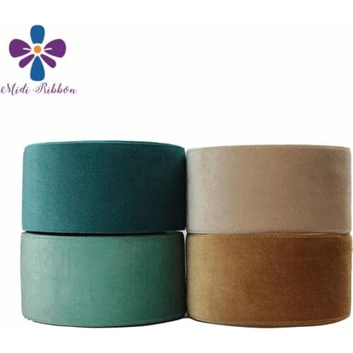 3"75mm Solid Korea Velvet Autumn Winter DIY Hair Bowknots 20yards/roll Cloth Sewing Material Green Lt.Brown Party Decor