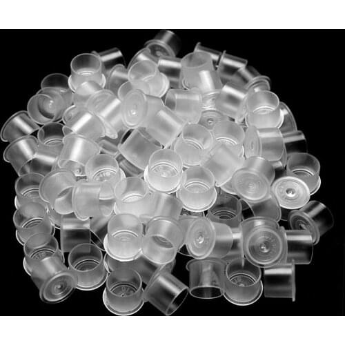 Bulk 1000 Pcs Clear Plastic Tattoo Ink Cups Caps with Base Non Spill Top Hat, Large Size 15mm Self Standing