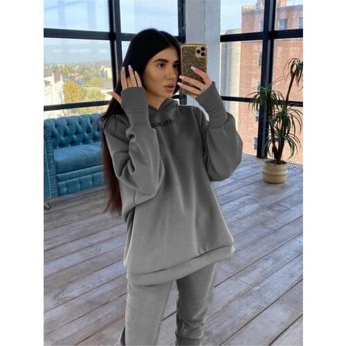 Autumn and winter new womens sports and leisure sweater suit 2-piece set