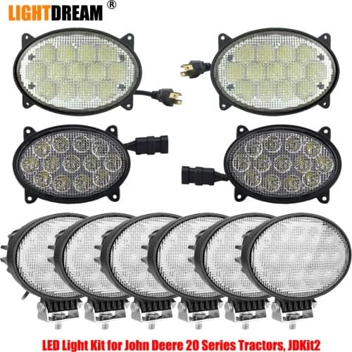 Oval 39W 65W Flood Beam LED Work Light Kit For John Deere 20 Series Tractors 10pcs lamps 1 kit packaged 598W Led Tractor lights