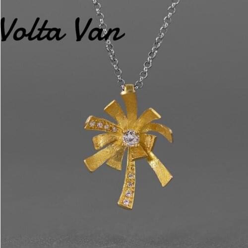 Volta Van Zircon Pendant Necklaces 925 Sterling Silver 2021 New Elegant Jewelry Bright Fireworks Concise Luxury Silver Necklace
