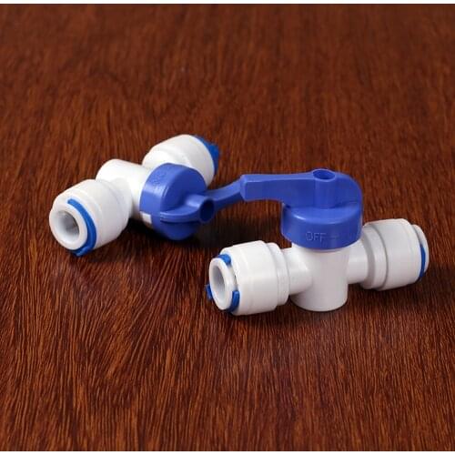 Fit 3/8" 9.52mm OD Tube Tap Shut off Ball Valve POM Quick Fitting Connector For Aquarium RO Water Filter Reverse Osmosis System