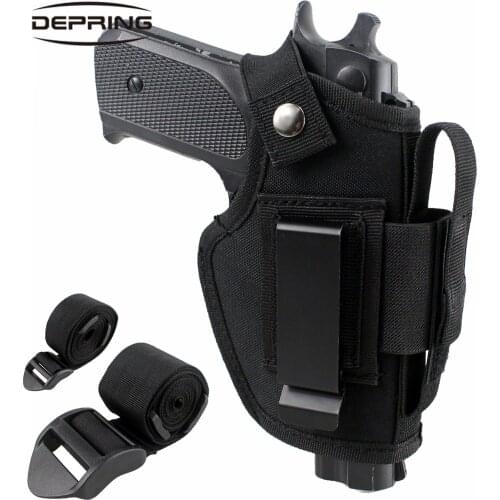 Right Hand Left Hand Draw Concealed Carry Car Gun Holster IWB OWB Holster with Magazine Slot and 2 Strap Mounts Fits All Pistols