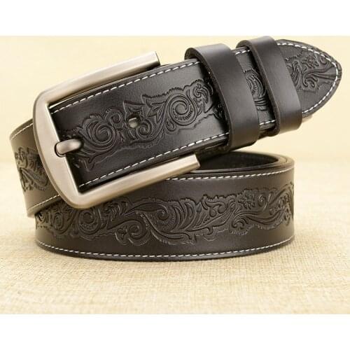 New Belt For Man Genuine Leather Factory Cowhide Cowskin Mens Casual Pin Buckle Good Quality Male Strap for Jeans Denim Vintage