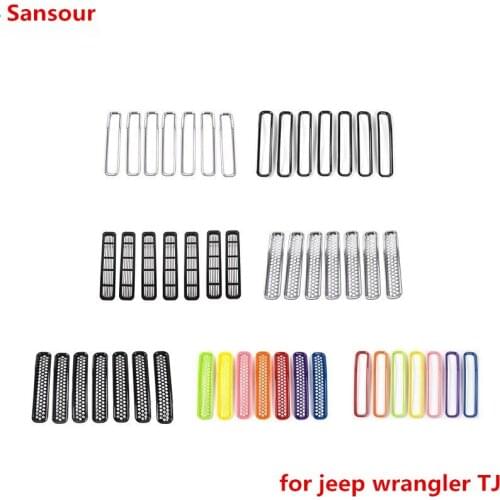 Sansour Racing Grills for Jeep Wrangler 1997-2006 Car Front Mesh Grille Cover Decoration for Jeep Wrangler TJ Car Accessories