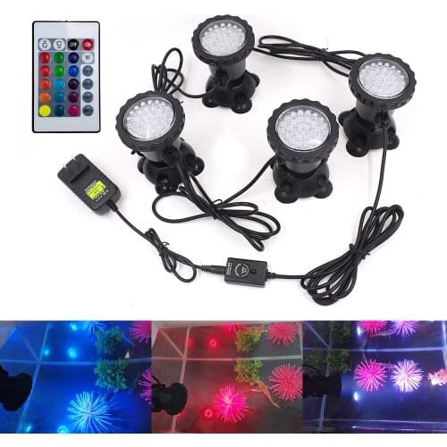 RGB LED Underwater Lights Lamp IP68 Waterproof Spot Light for Swimming Pool Fountains Pond Water Garden Aquarium Light +Remote