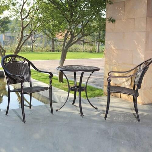 Zq Table and Chair Balcony Three-Piece European-Style Leisure Courtyard Table and Chair Waterproof and Sun Protection Outdoor