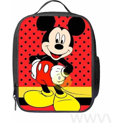 Disney Mickey Mouse Lunch Bag Cartoon Girls Portable Thermal Food Picnic Bags for School Kids Boys Lunch Box Tote