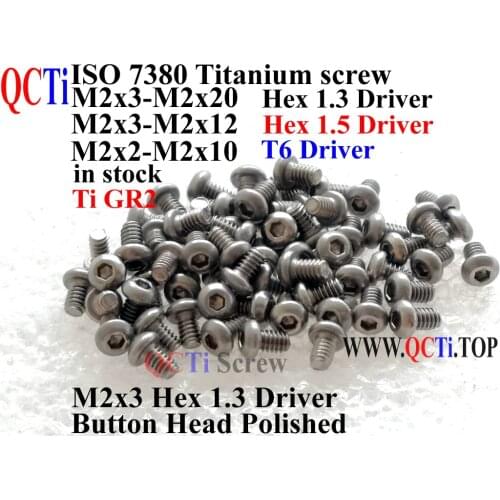 Button Head M2 Titanium screws M2x3 M2x4 M2x5 M2x6 M2x7 M2x8 M2x10 M2x12 M2x14 M2x16 M2x18 M2x20 Hex Driver Ti GR2