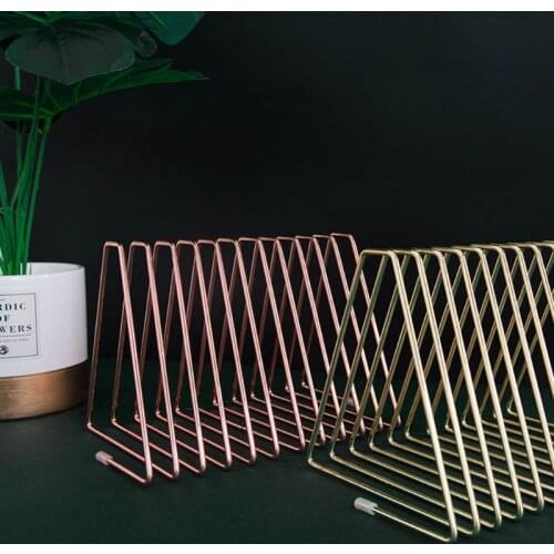 11 Grid Triangle File Storage Shelf Book Stand Desktop Nordic Wrought Iron File Holder Office Desk Storage Book Organizer Holder