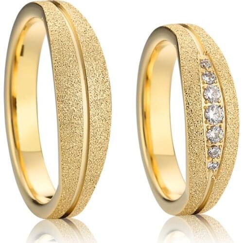 Unique Love Alliance Gold Color Shiny Gold Filled Emery marriage wedding couple rings set for men and women