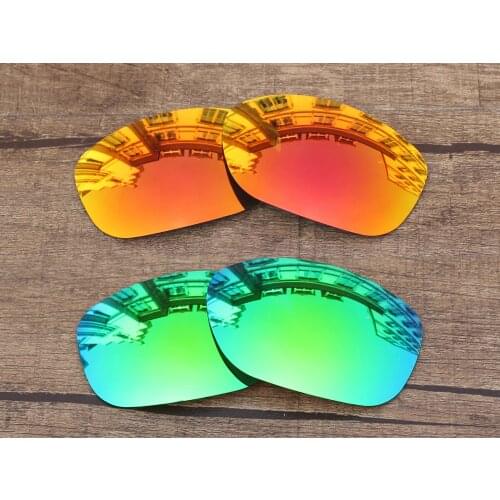 Vonxyz 2 Pairs Ruby Mirror & Jade Mirror Polarized Replacement Lenses for-Oakley Pit Bull Frame